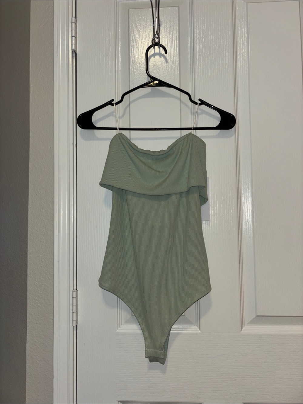 Sage Green Off-Shoulder Ribbed Bodysuit
